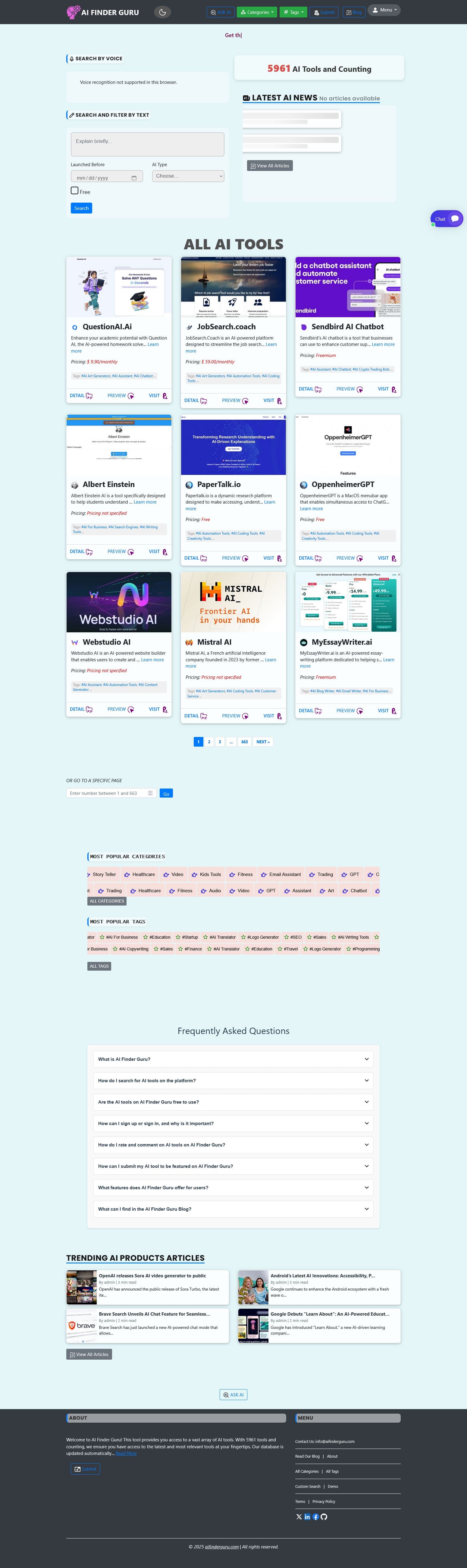 Screenshot of Aifinderguru