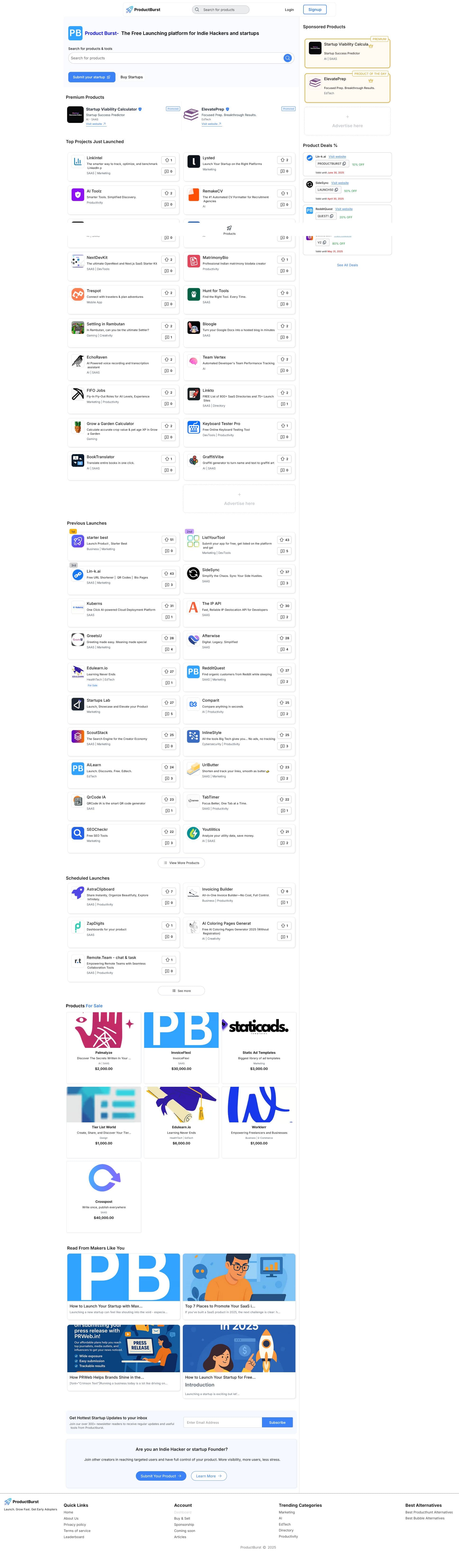 Screenshot of Product Burst