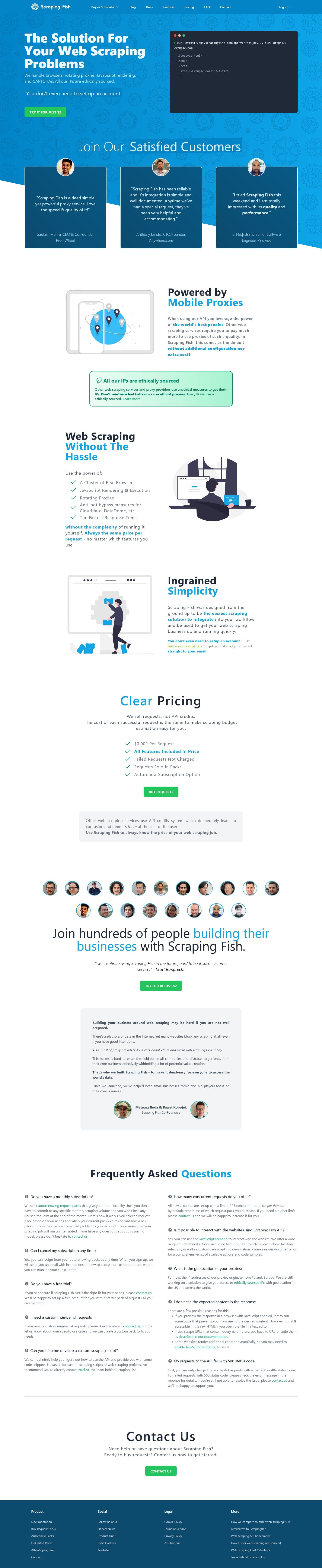 Screenshot of scrapingfish.com