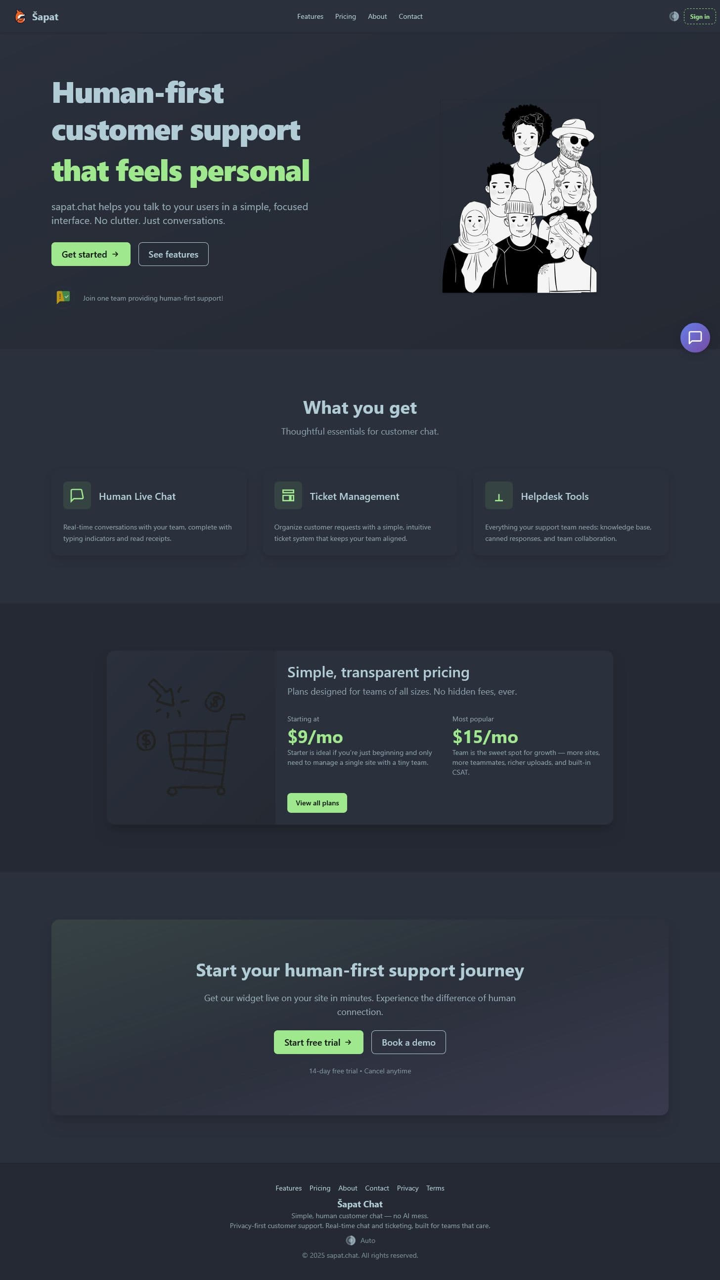 Screenshot of sapat.chat