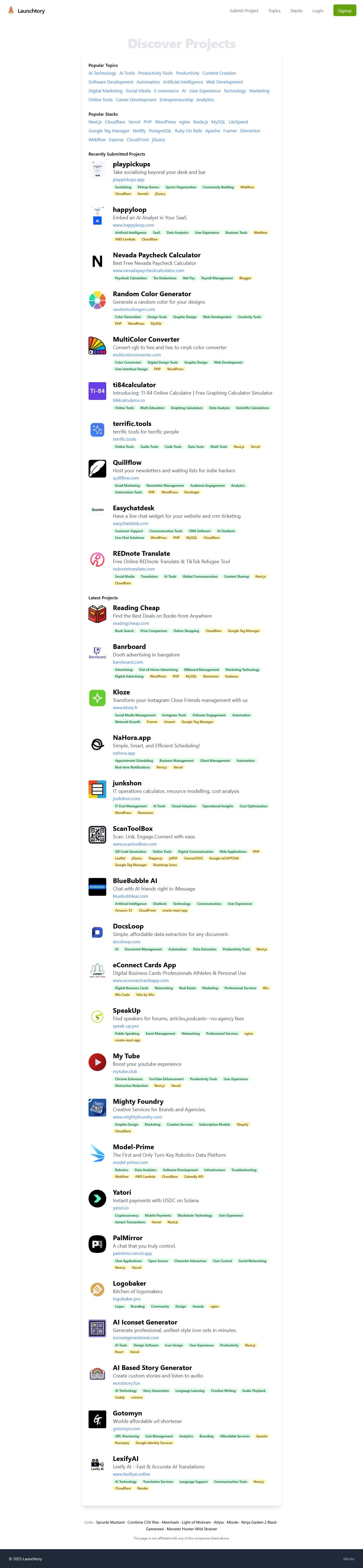 Screenshot of Launchtory.com