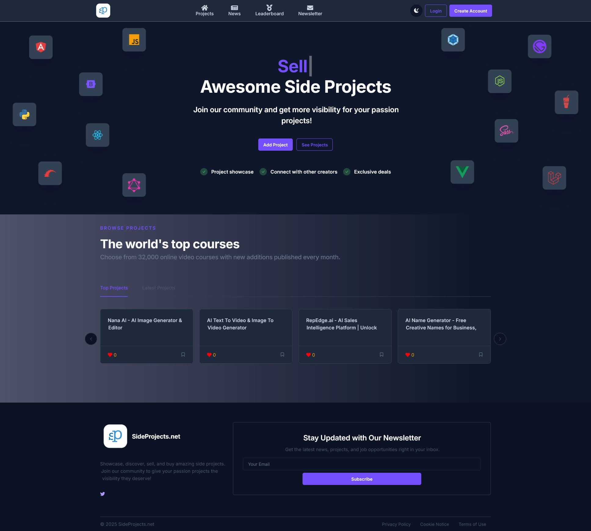 Screenshot of Sideprojects