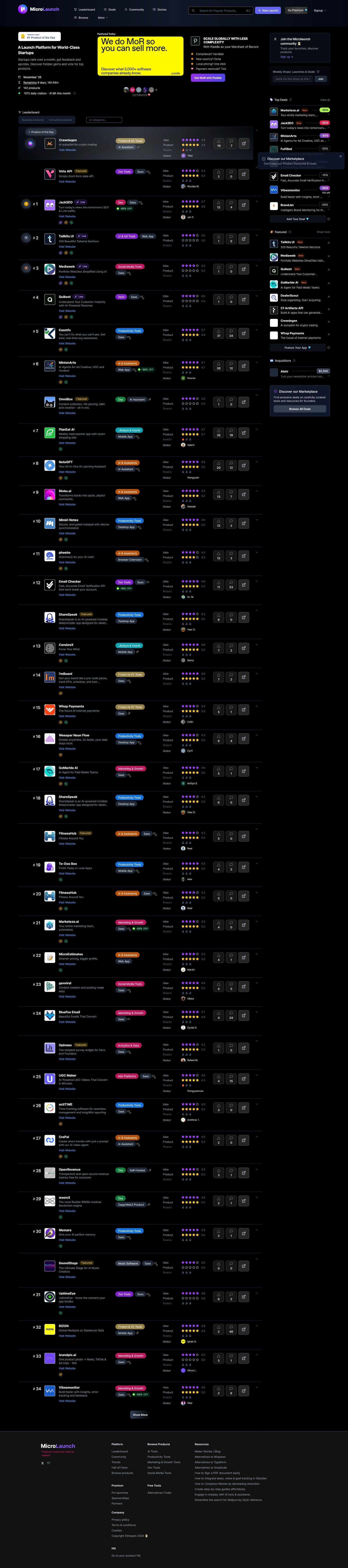 Screenshot of Microlaunch