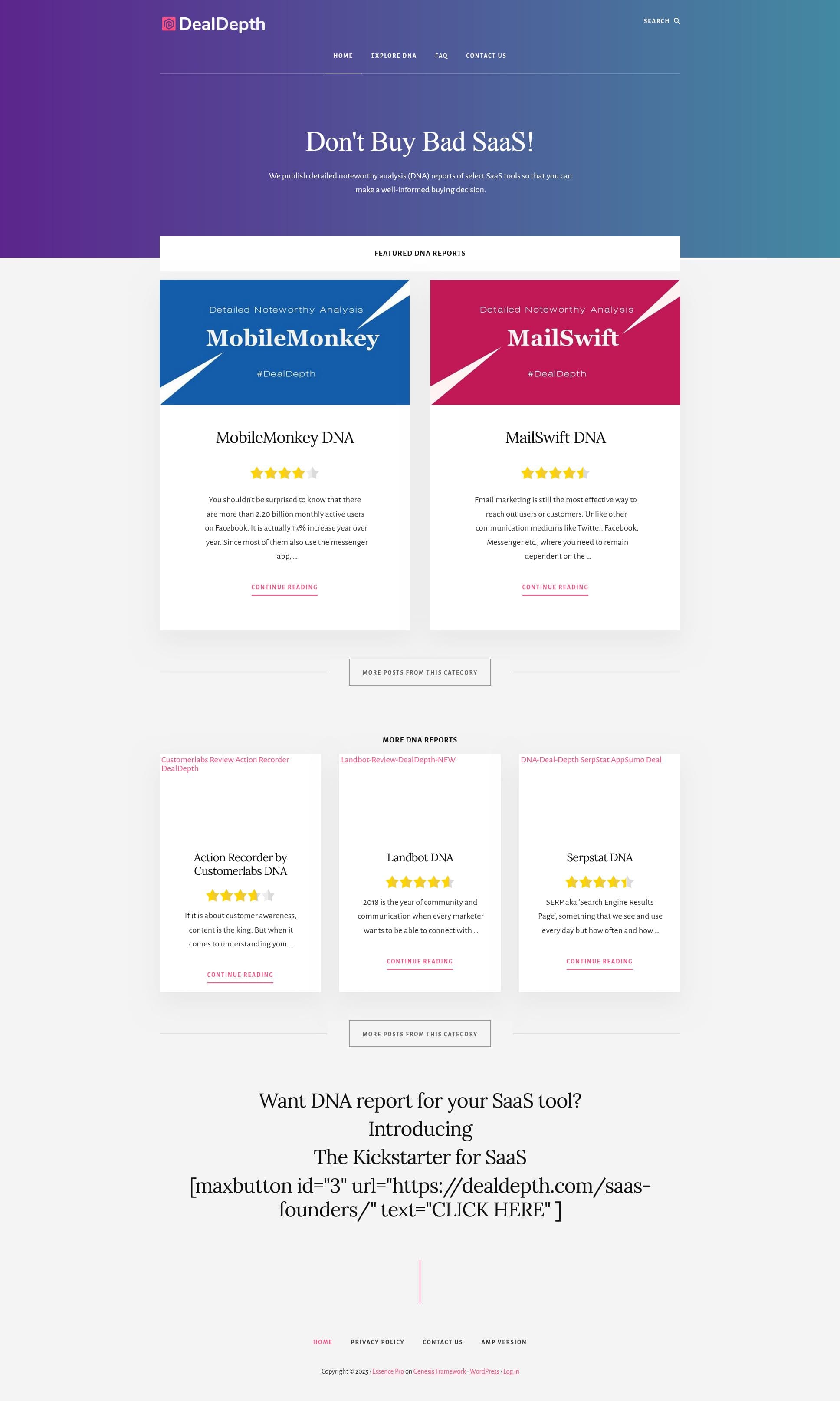 Screenshot of dealdepth.com