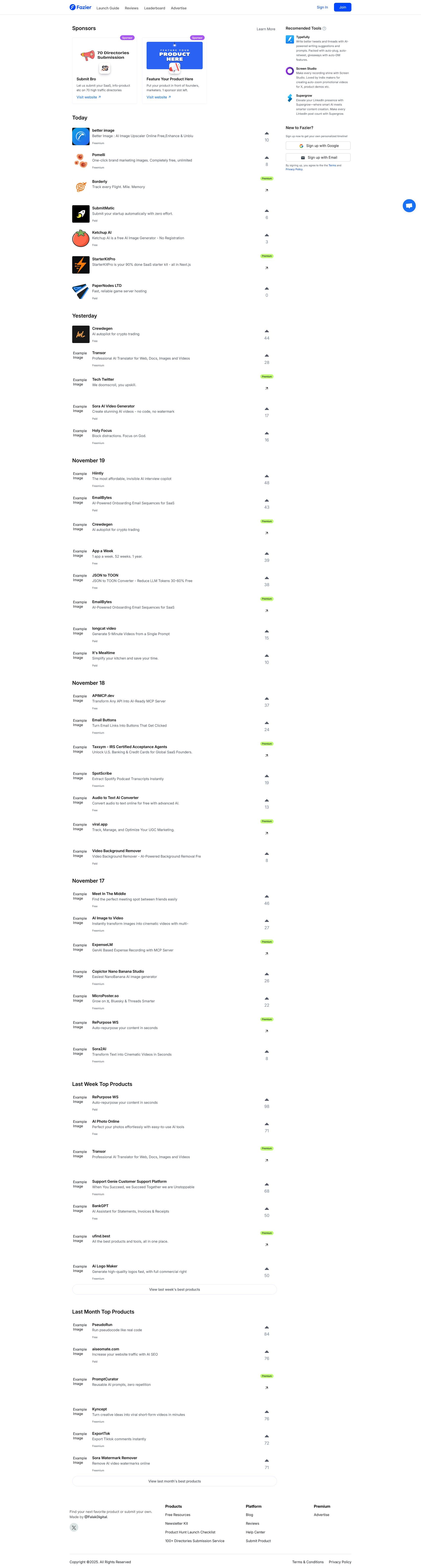 Screenshot of Fazier