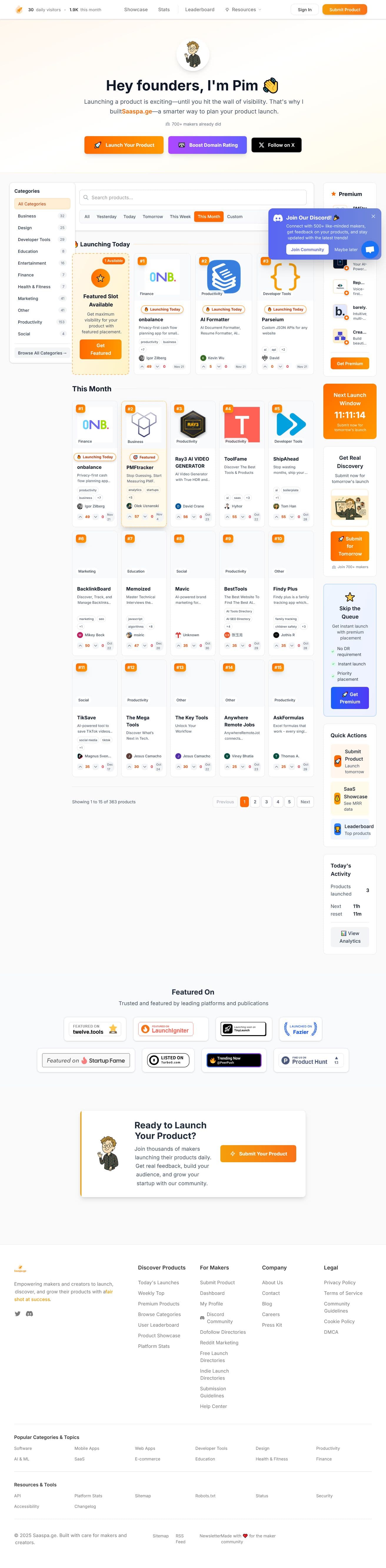 Screenshot of saaspa.ge