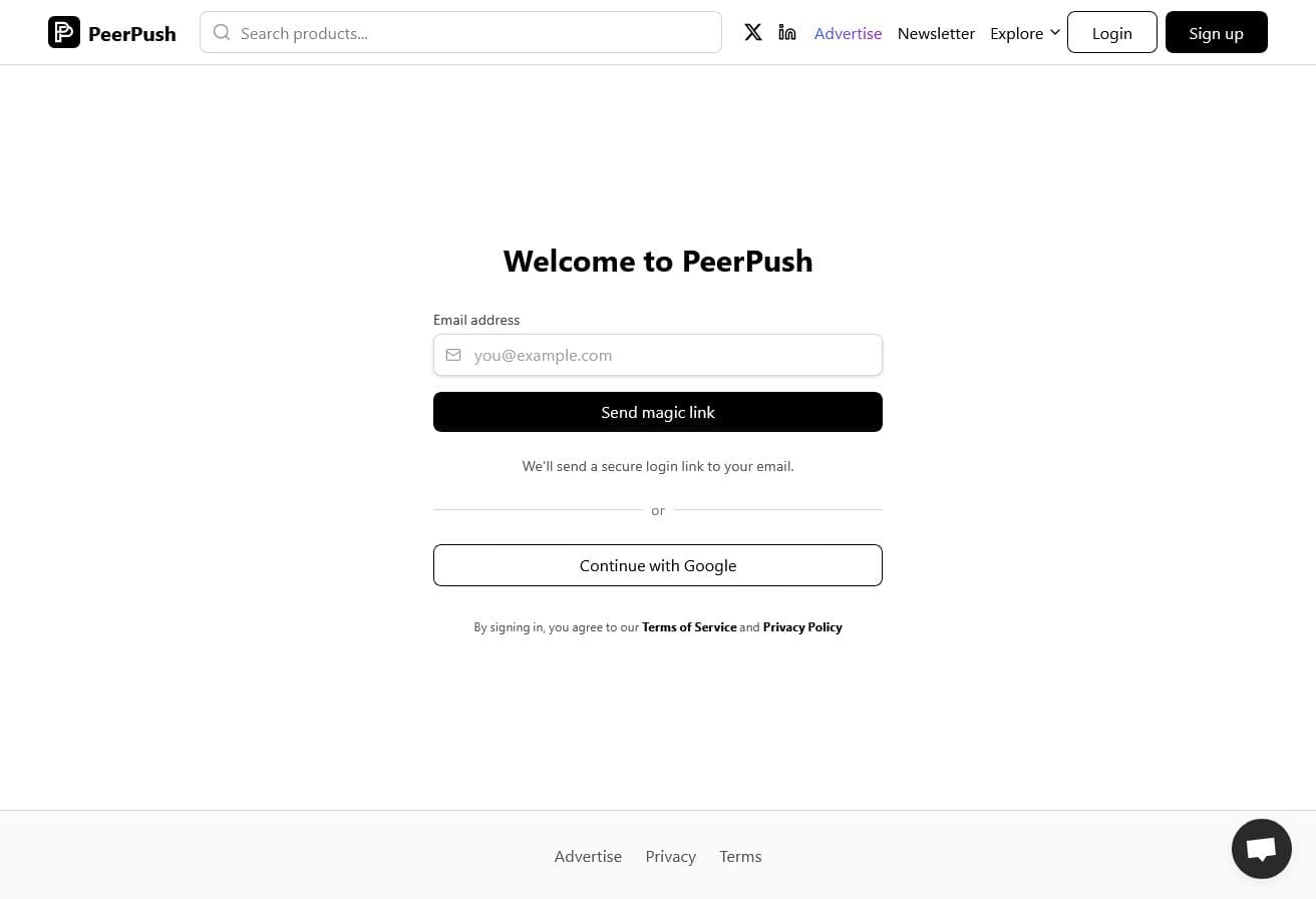 Screenshot of Peerpush.net