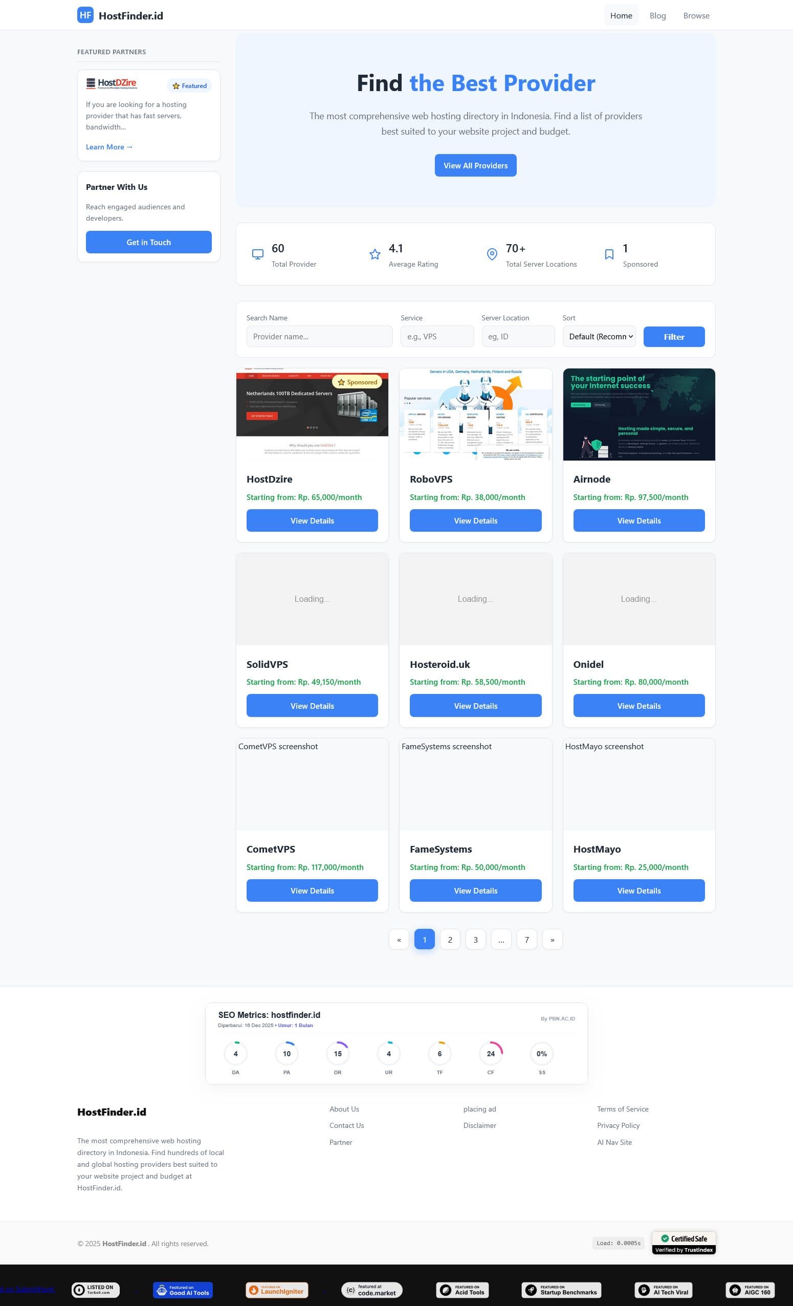 Screenshot of hostfinder.id
