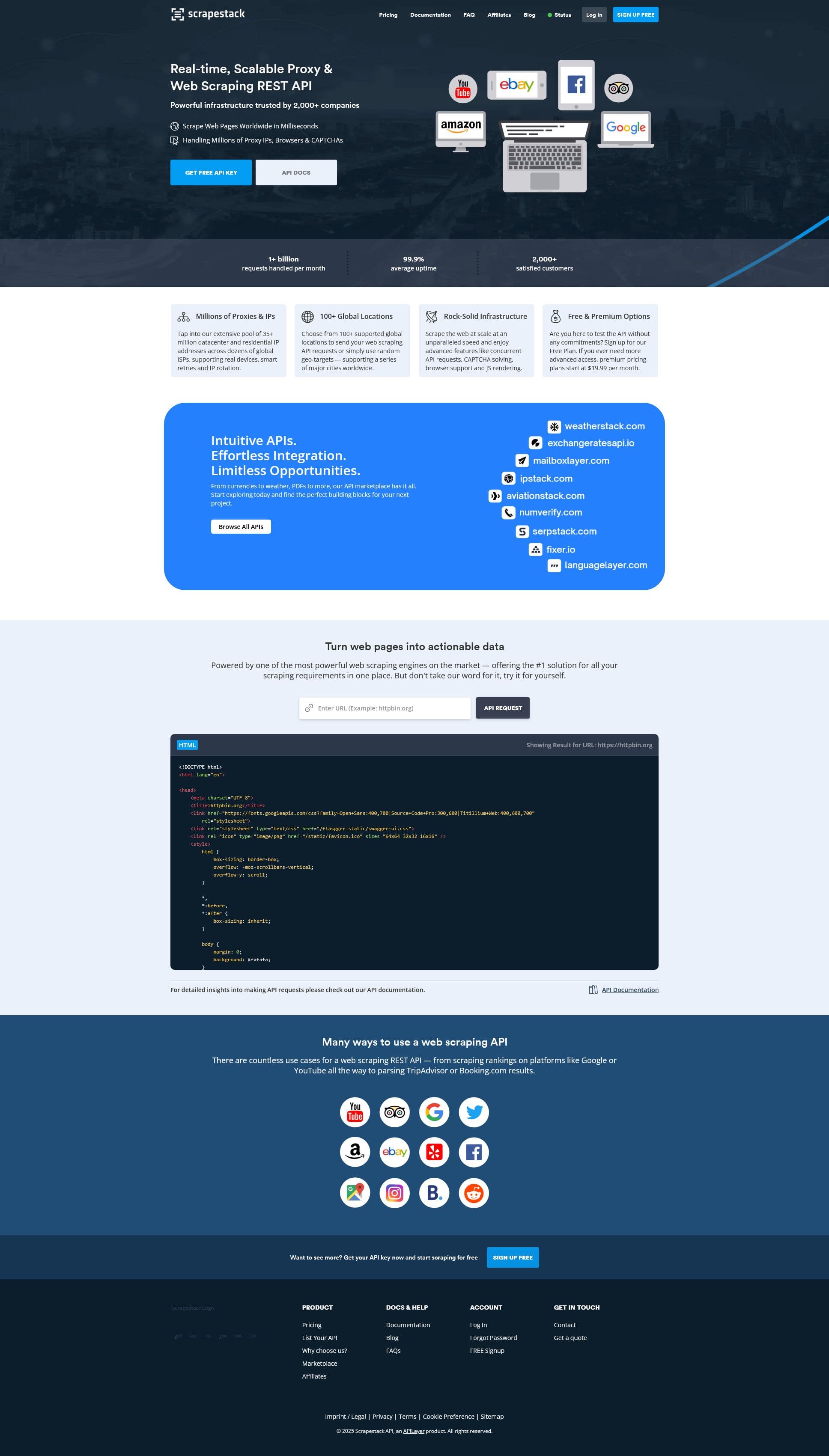 Screenshot of scrapestack.com