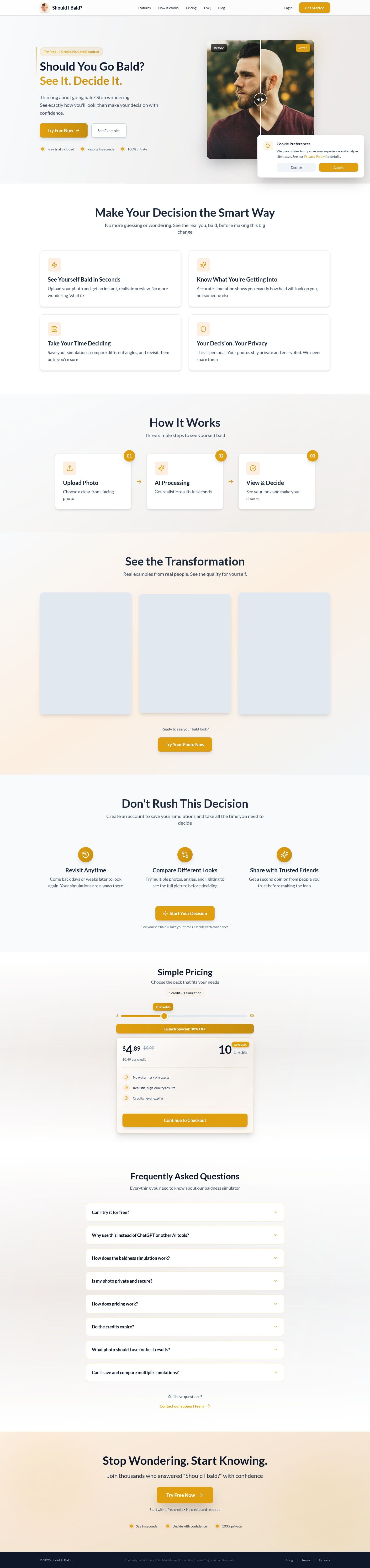 Screenshot of shouldibald.com