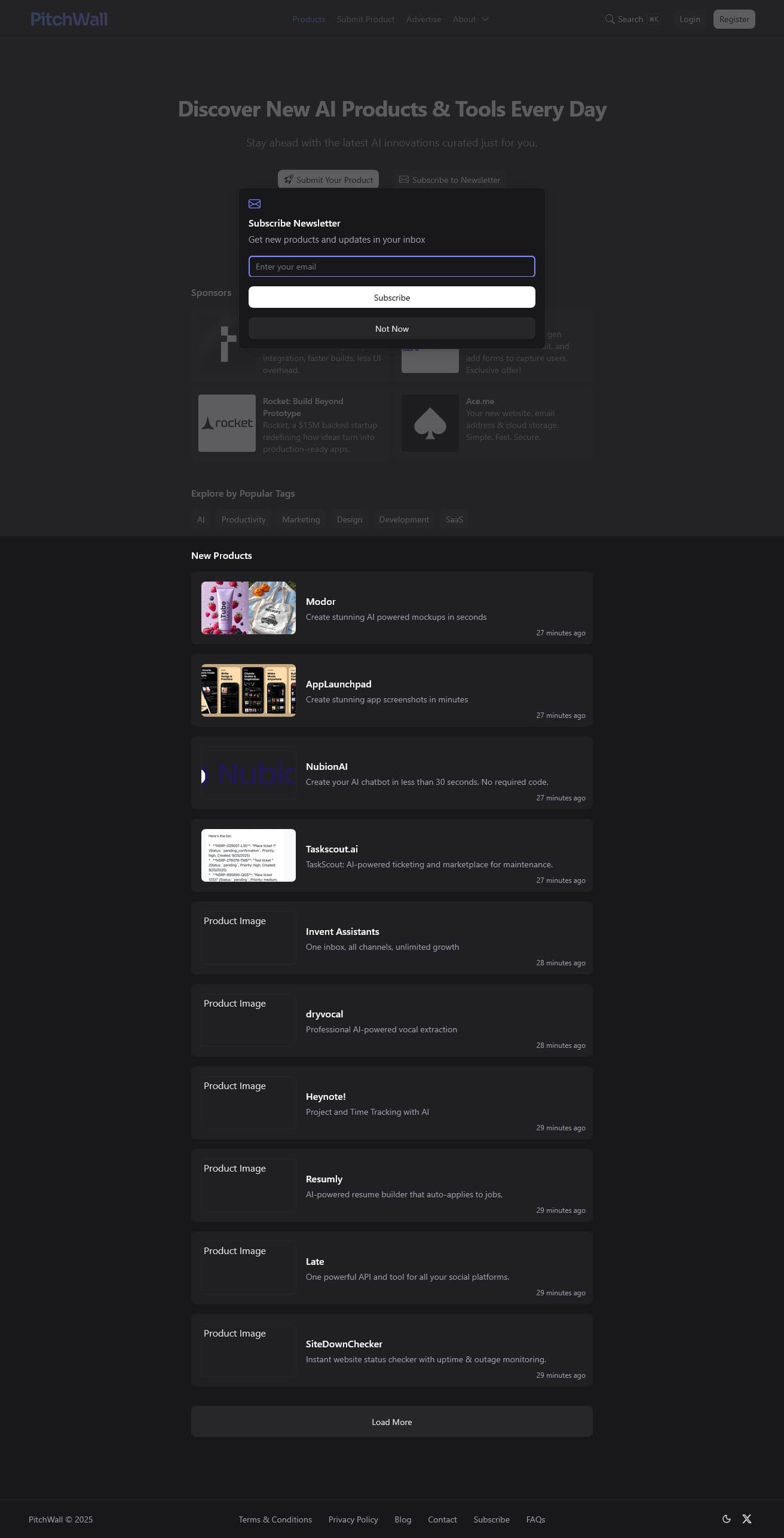 Screenshot of Pitchwall