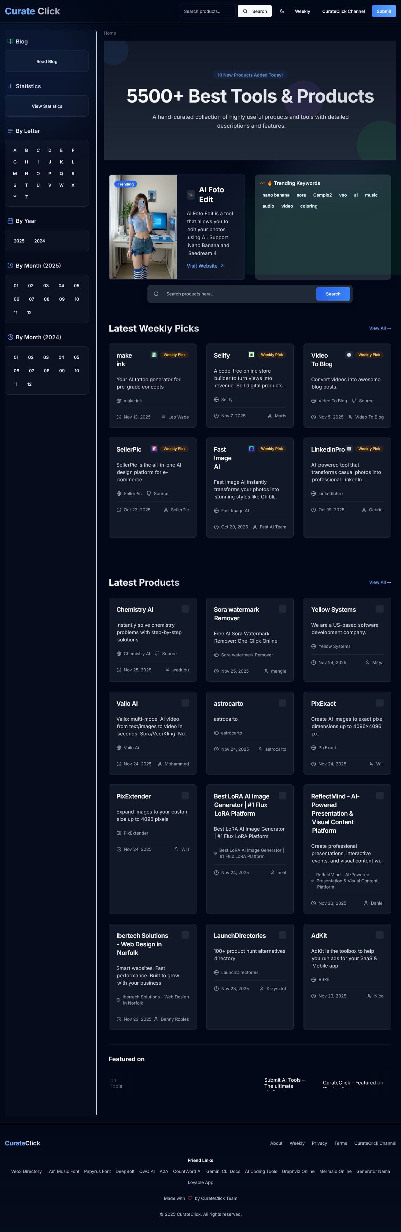 Screenshot of Curateclick