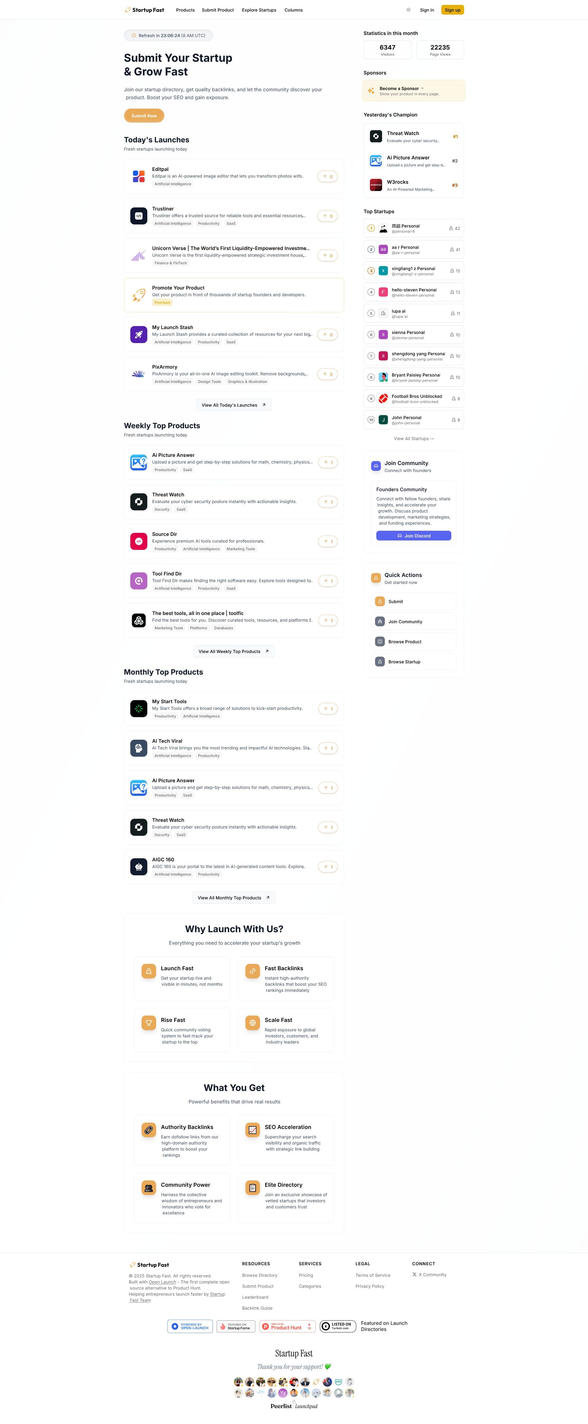 Screenshot of Startupfa.st