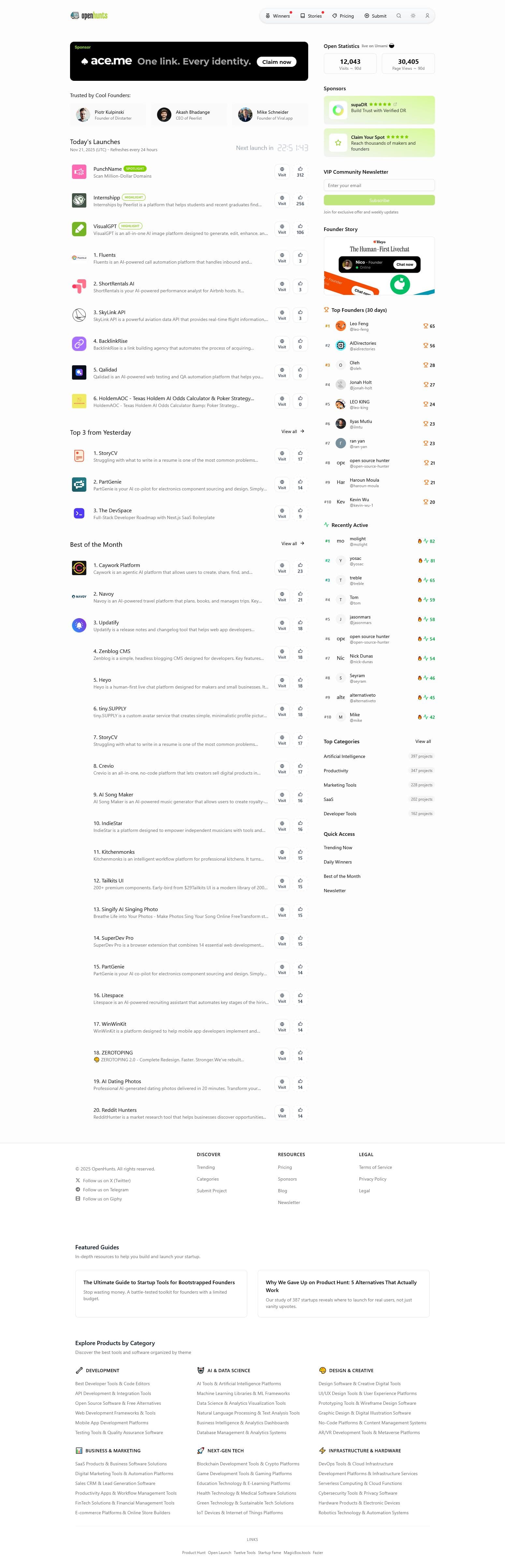 Screenshot of OpenHunts
