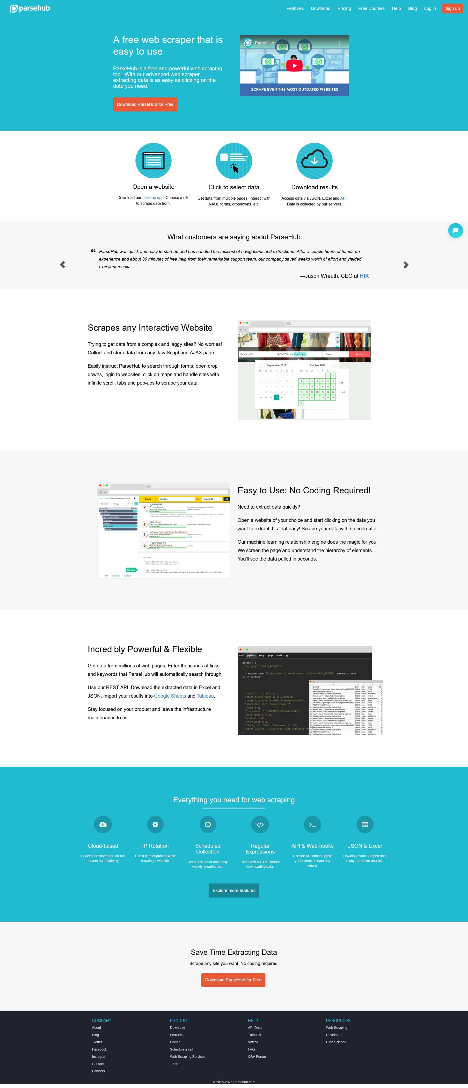 Screenshot of parsehub.com