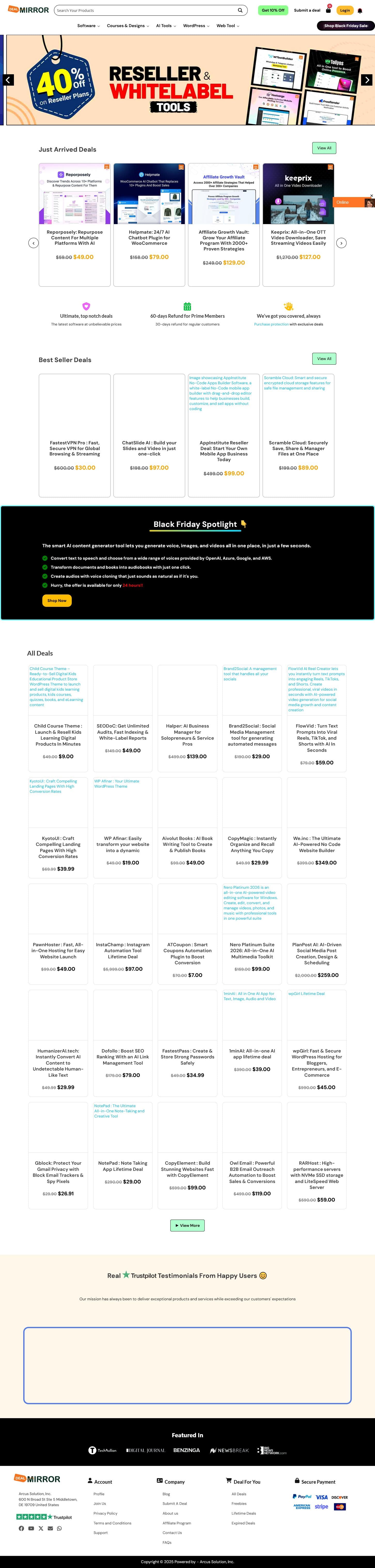 Screenshot of dealmirror.com