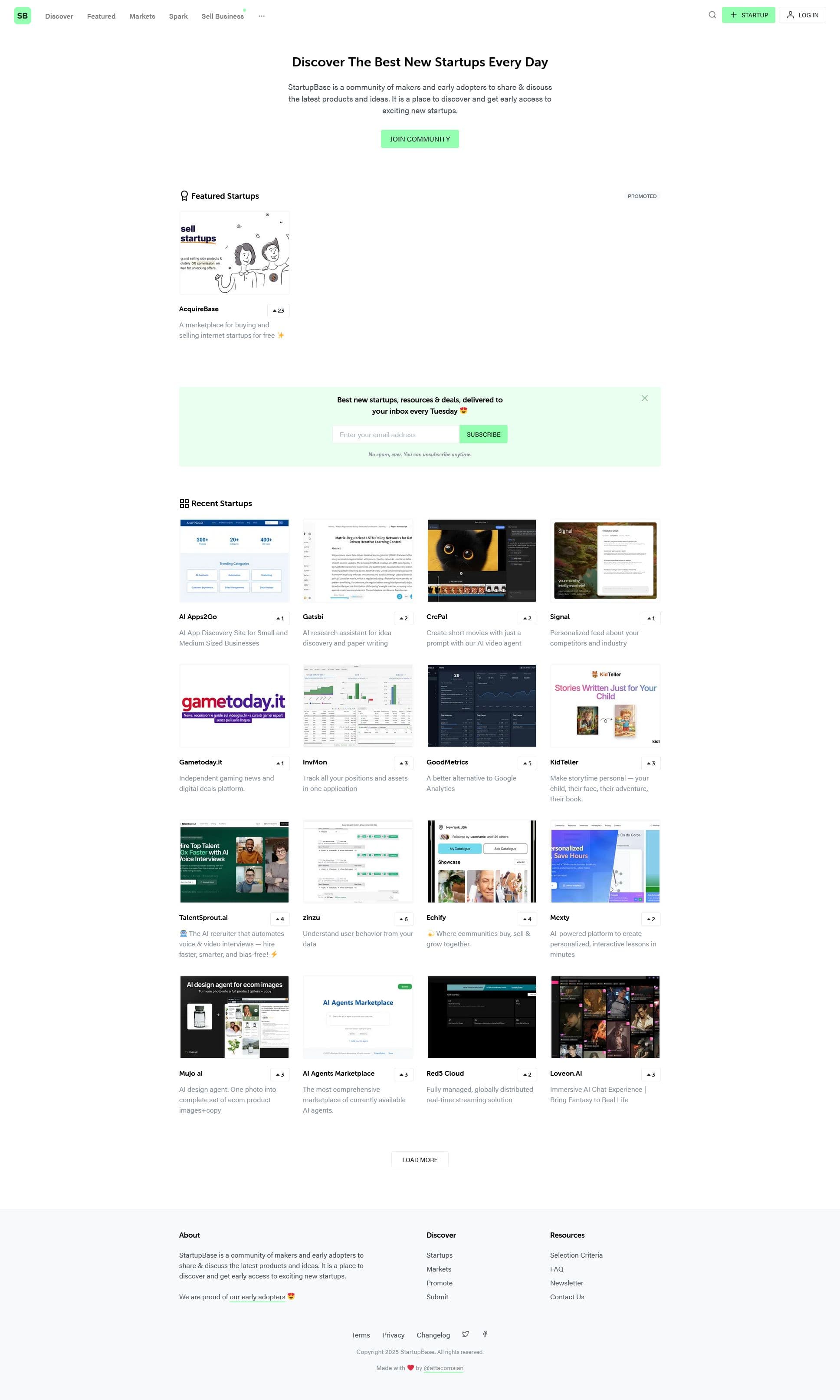 Screenshot of Startupbase