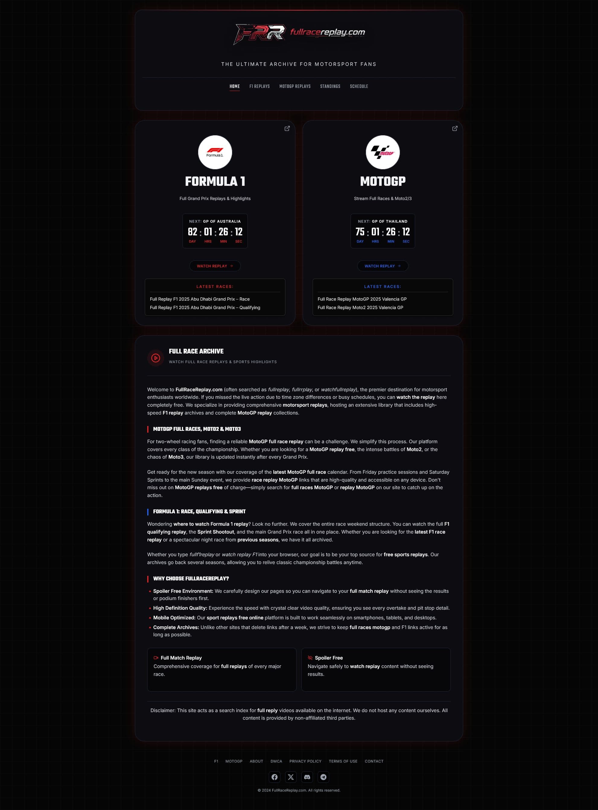 Screenshot of fullracereplay.com