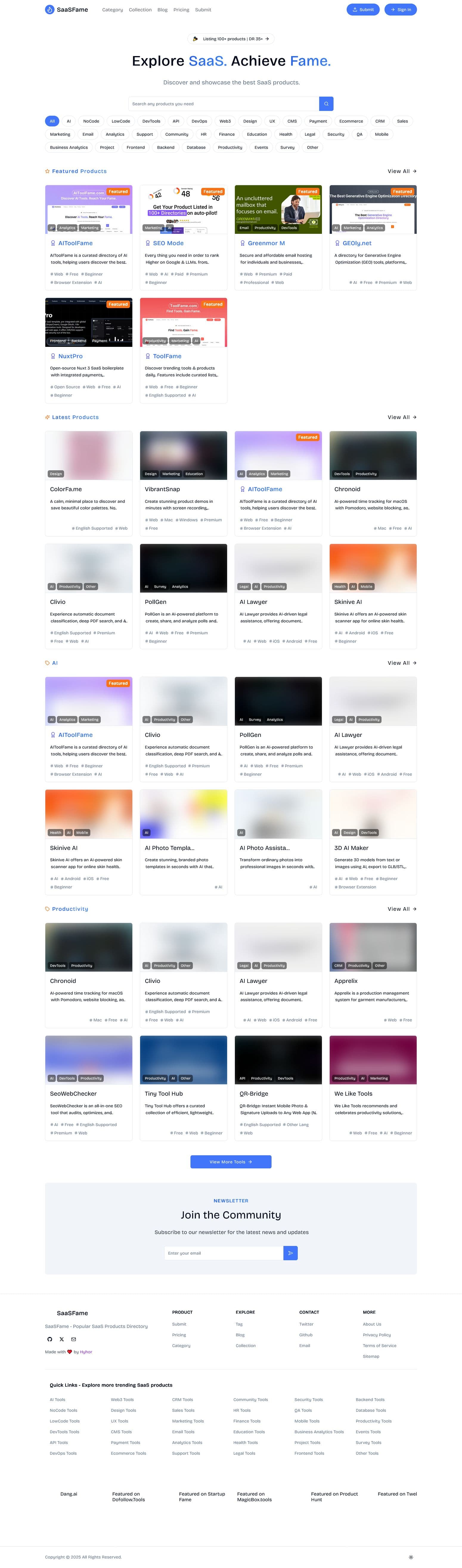 Screenshot of Saasfame.com