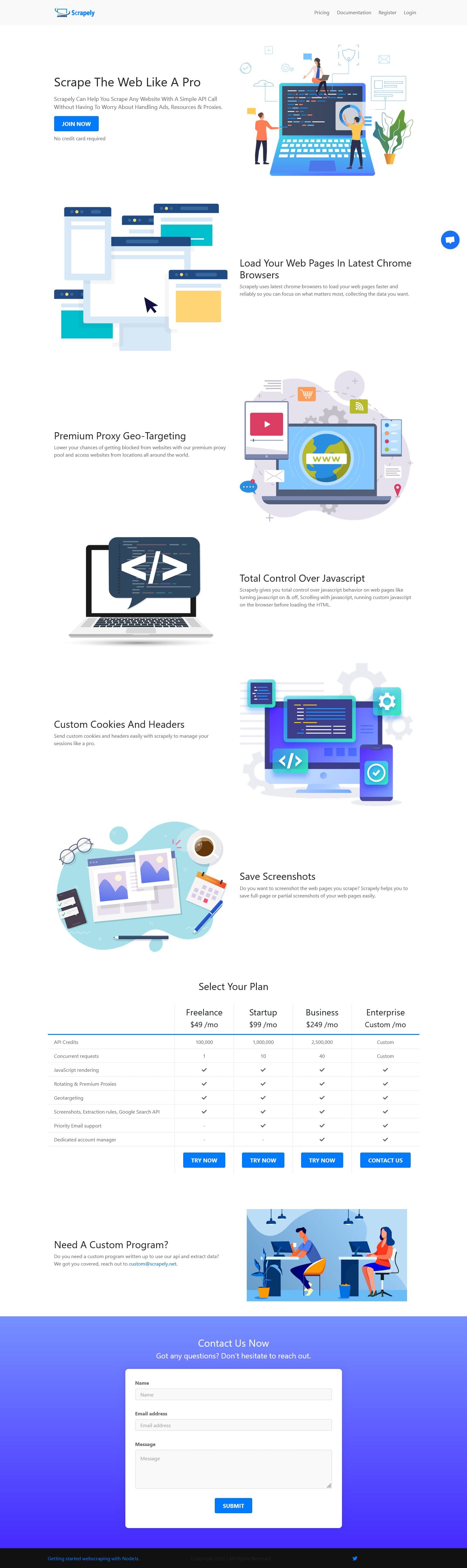 Screenshot of scrapely.net
