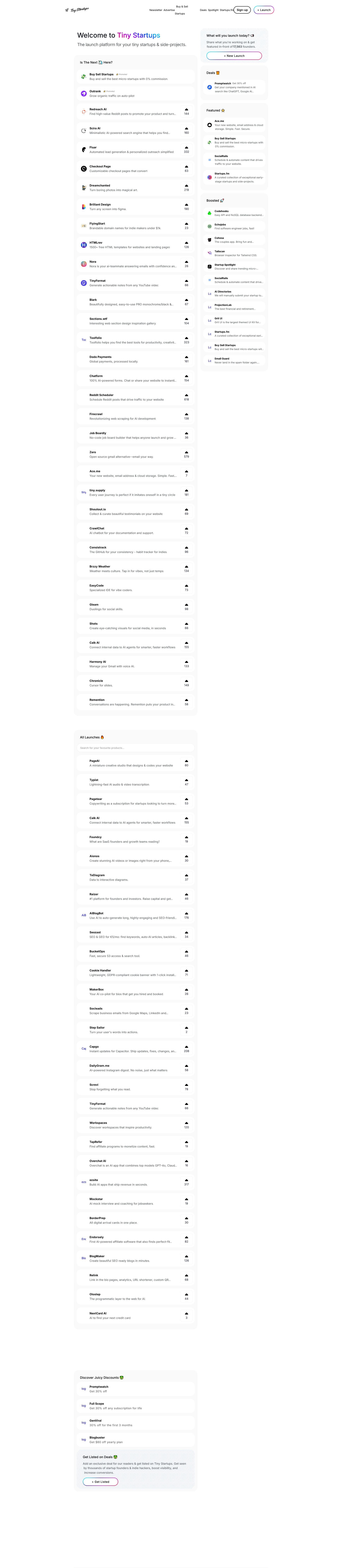 Screenshot of Tiny Startups