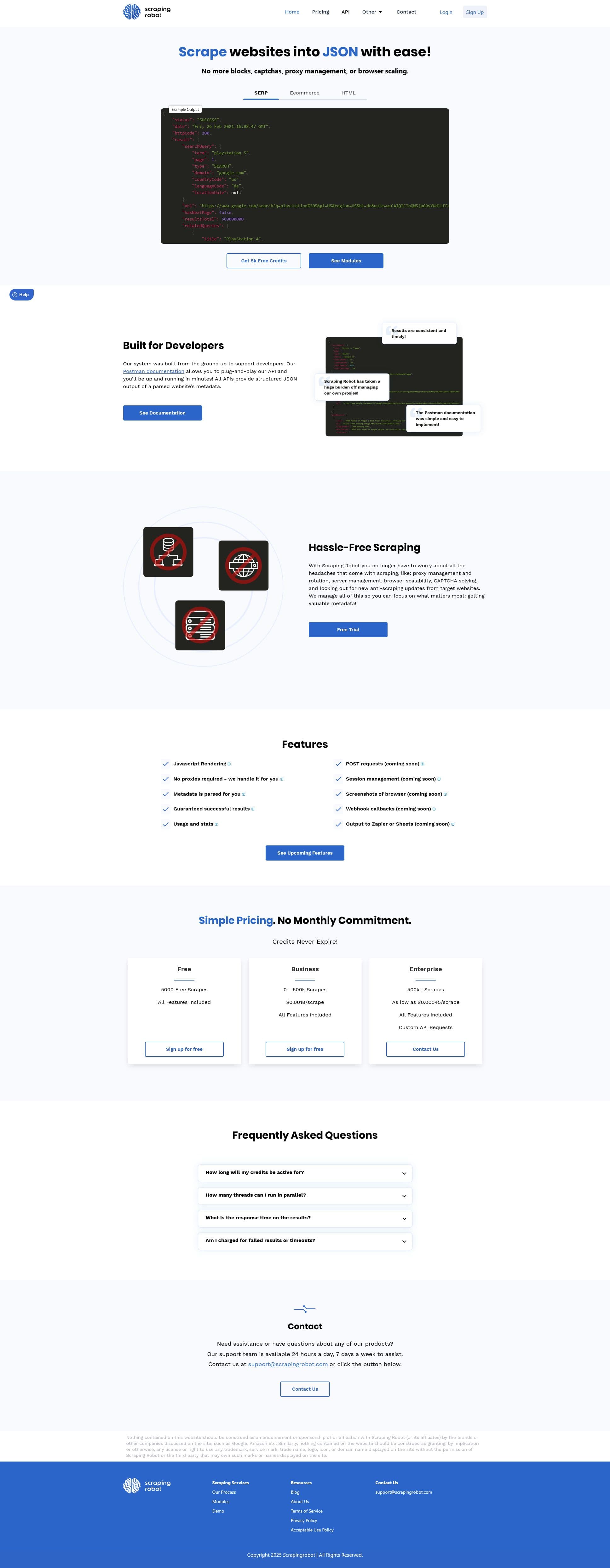 Screenshot of scrapingrobot.com