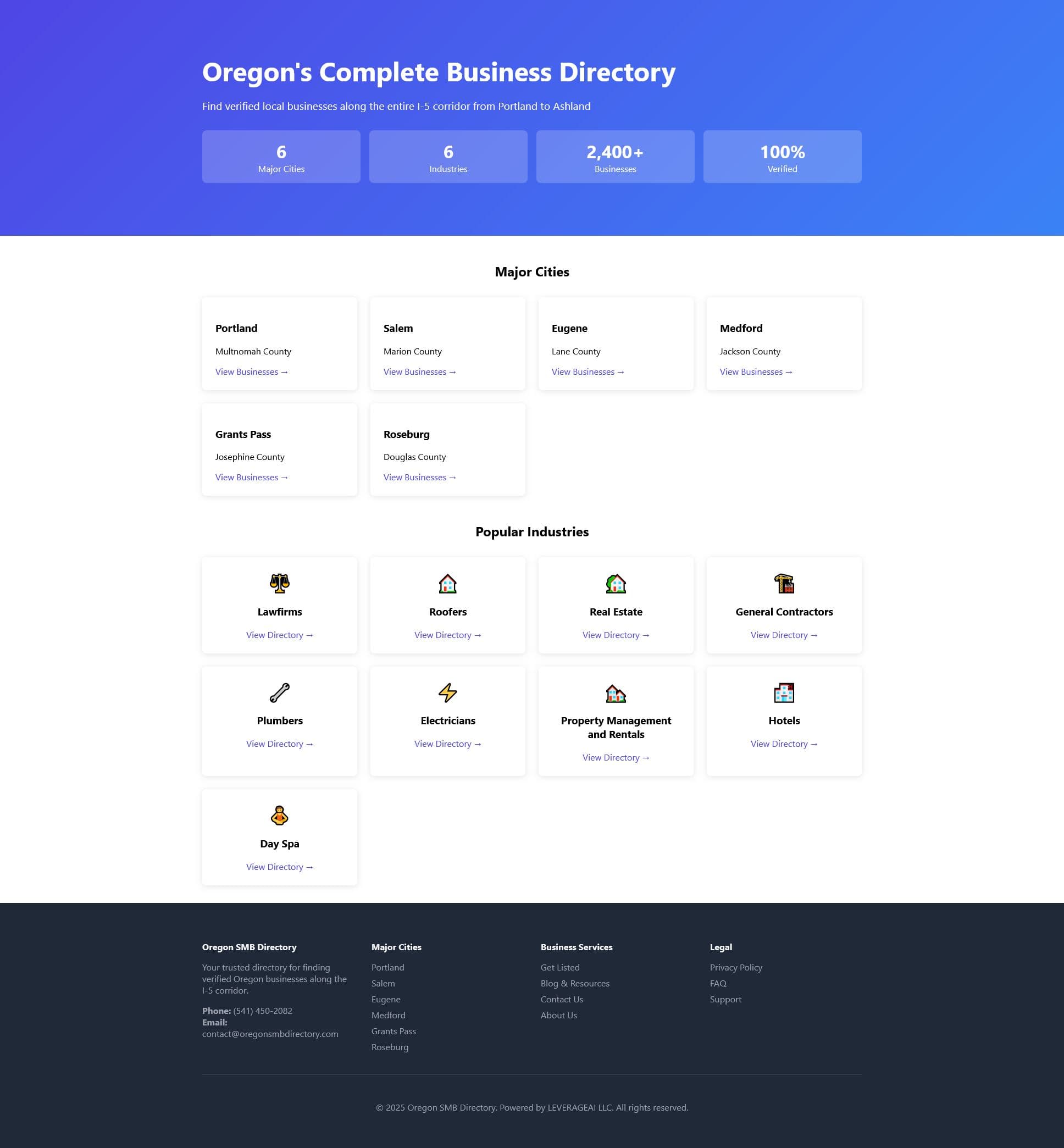 Screenshot of oregonsmbdirectory.com