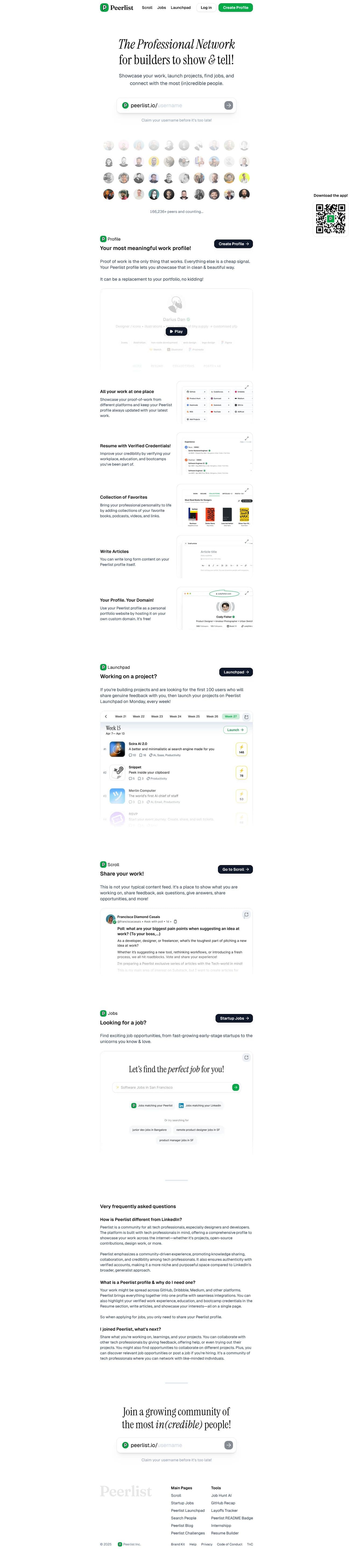 Screenshot of Peerlist Launchpad