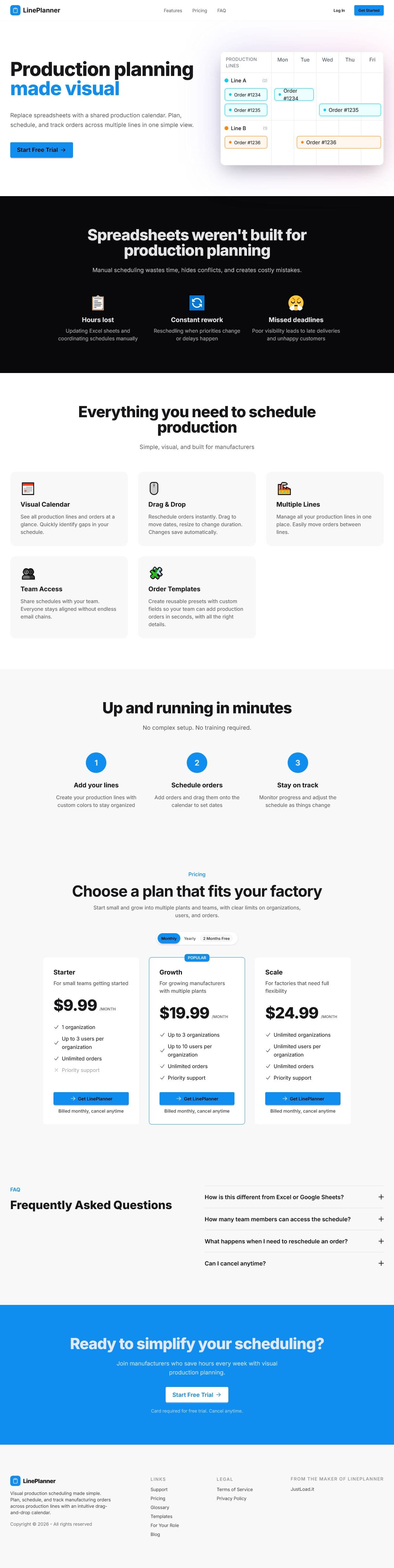 Screenshot of lineplanner.com
