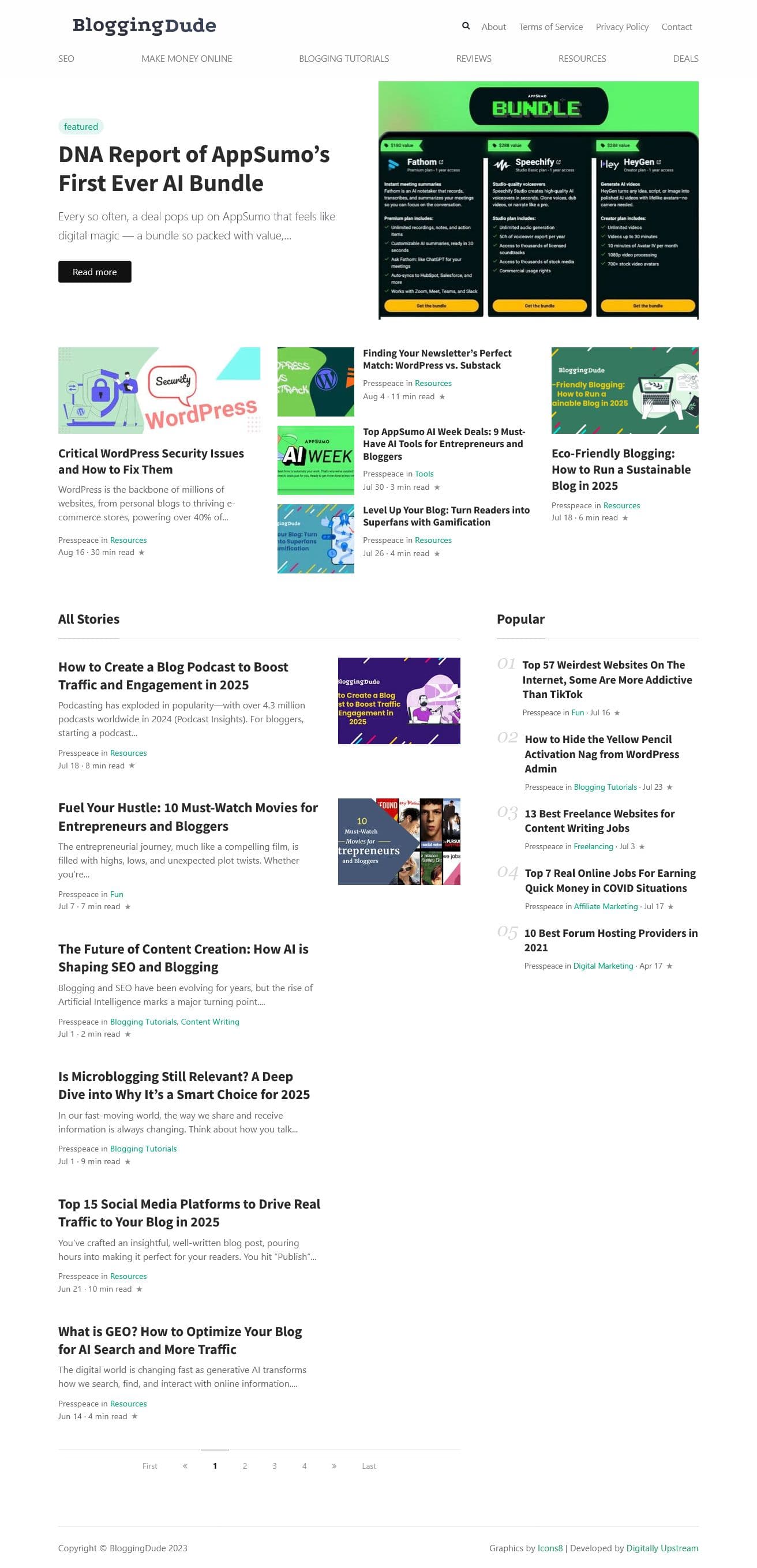 Screenshot of bloggingdude.com