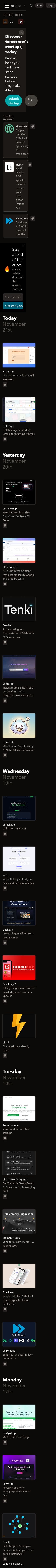 Screenshot of Betalist