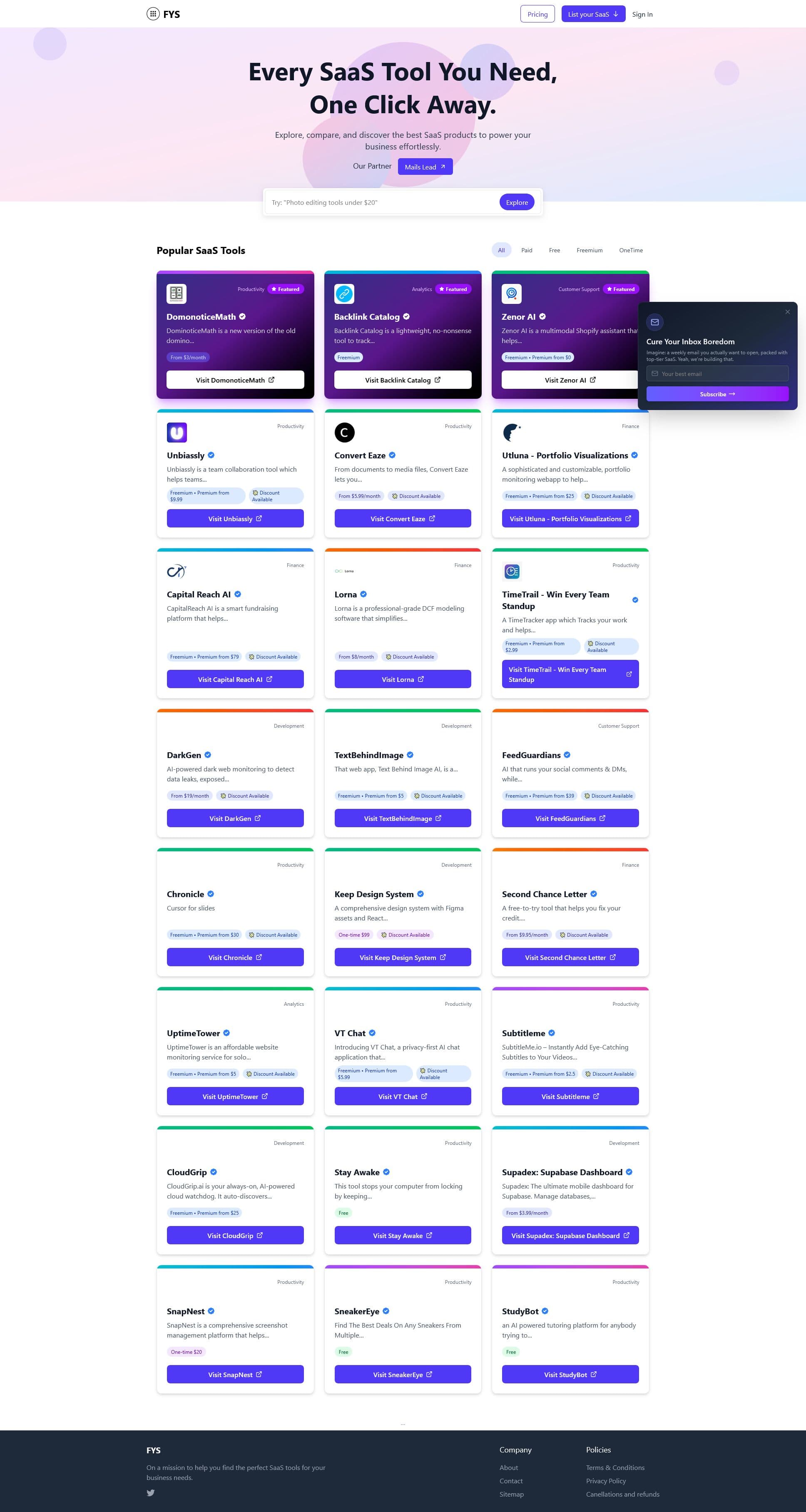 Screenshot of Findyoursaas