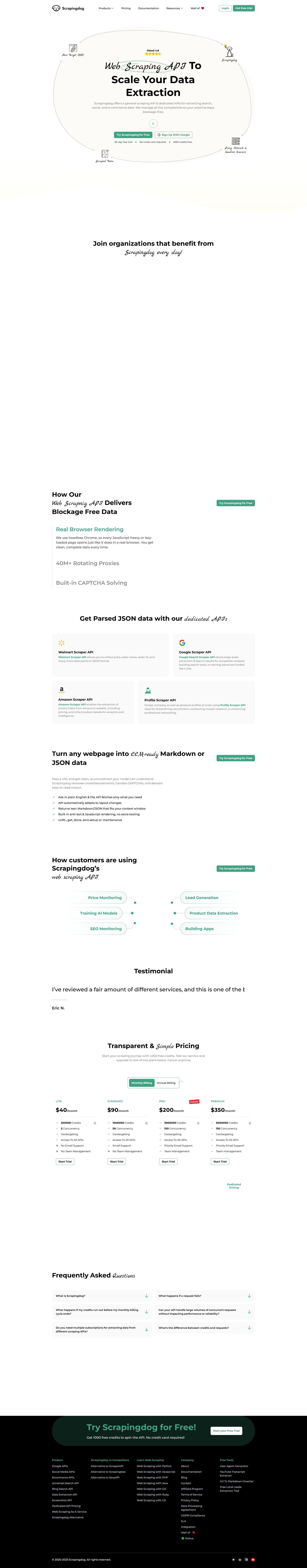 Screenshot of scrapingdog.com