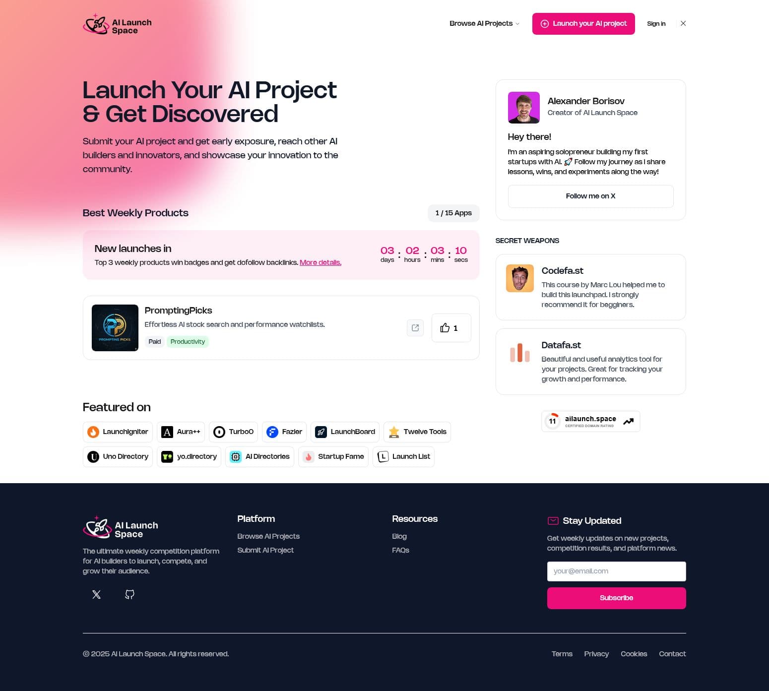 Screenshot of Ailaunch.space