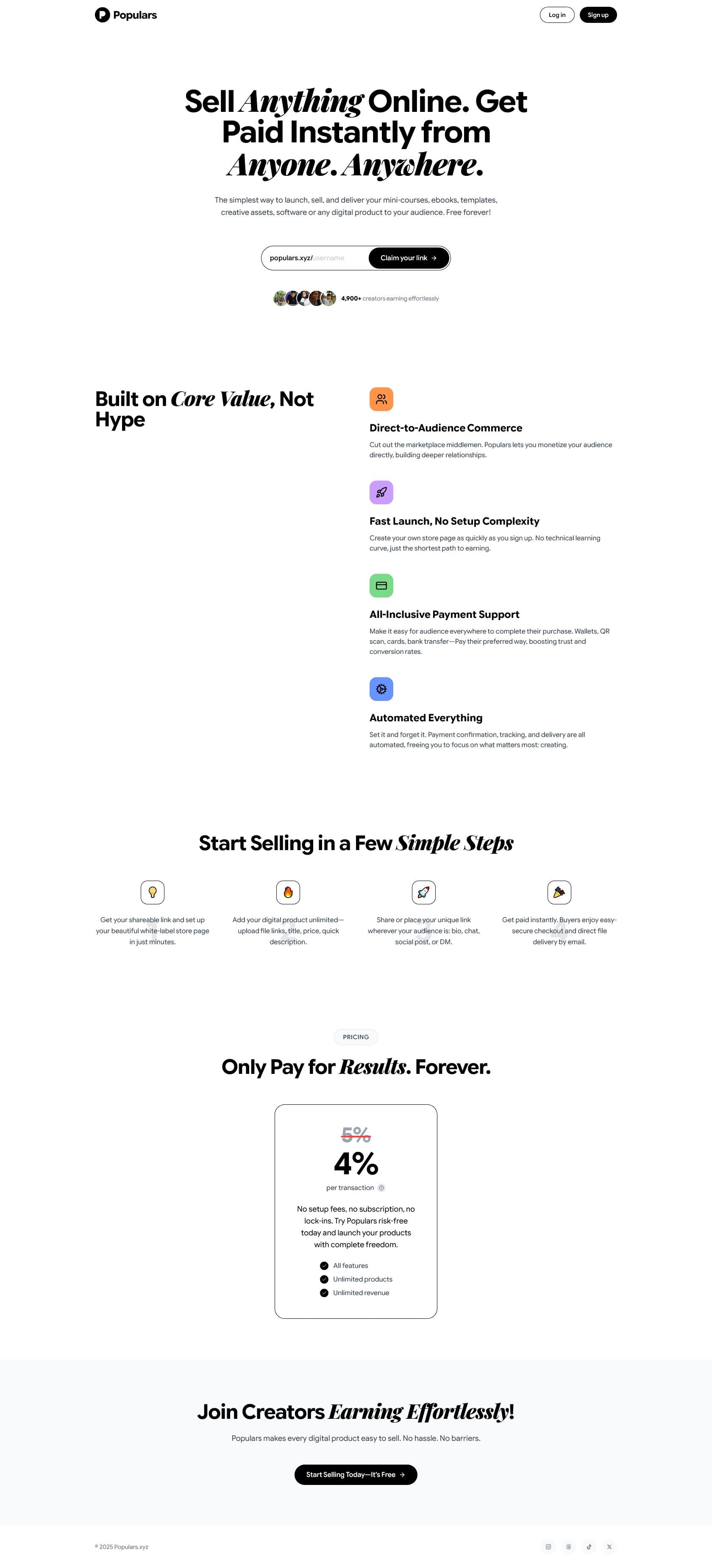 Screenshot of populars.xyz