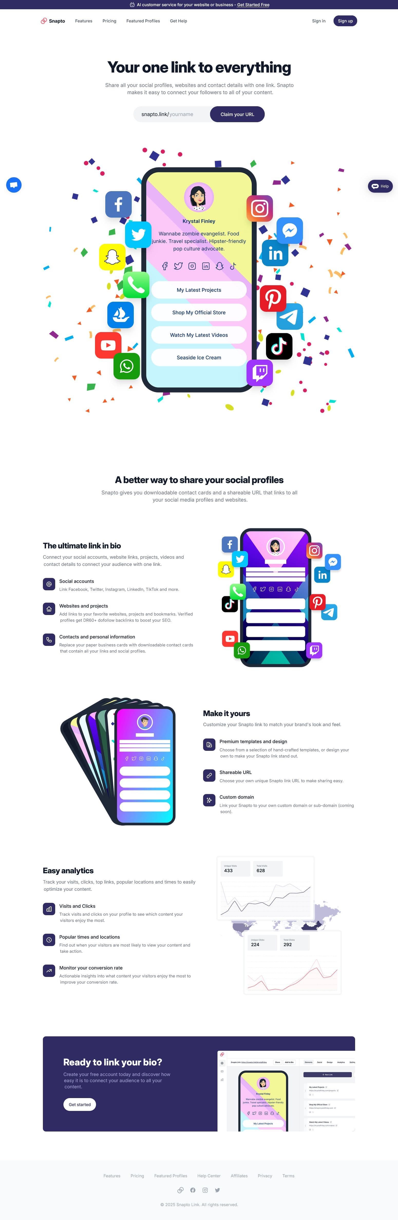 Screenshot of snapto.link