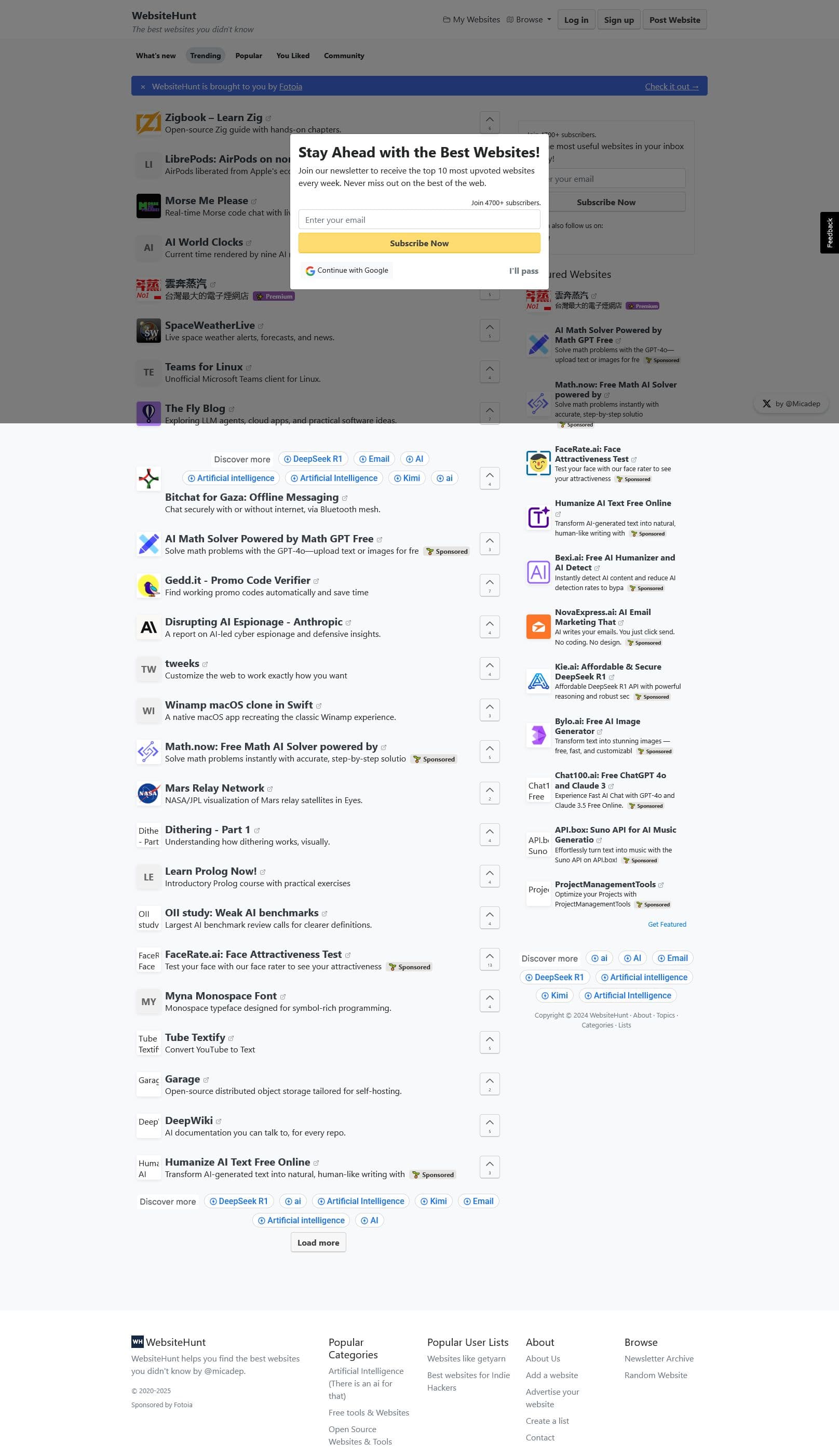Screenshot of Websitehunt