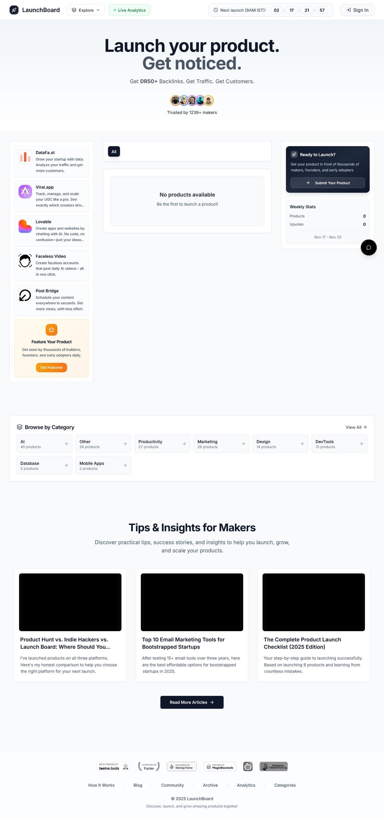 Screenshot of Launchboard