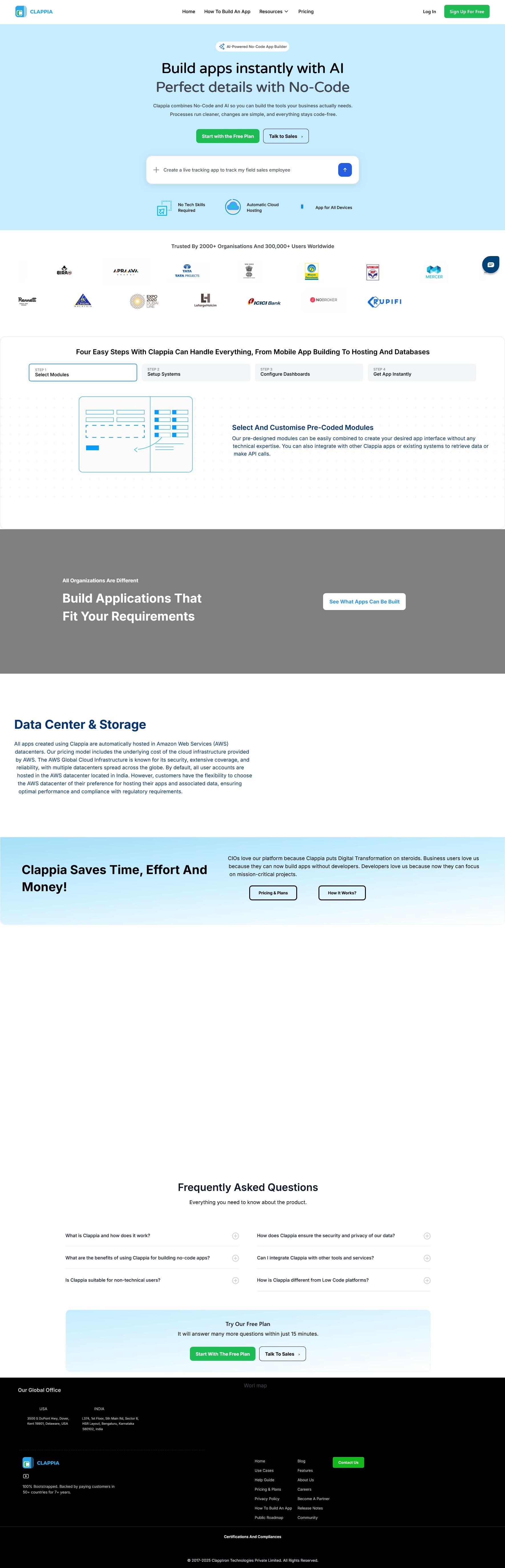 Screenshot of www.clappia.com